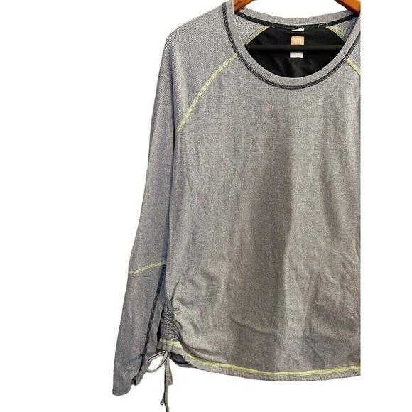 LUCY Womens Gray Blue Striped Long Sleeve Pullover Activewear T-Shirt Size Large - Picture 2 of 7